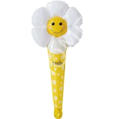 Saplı Gülen Yüz Papatya Temalı Folyo Balon
